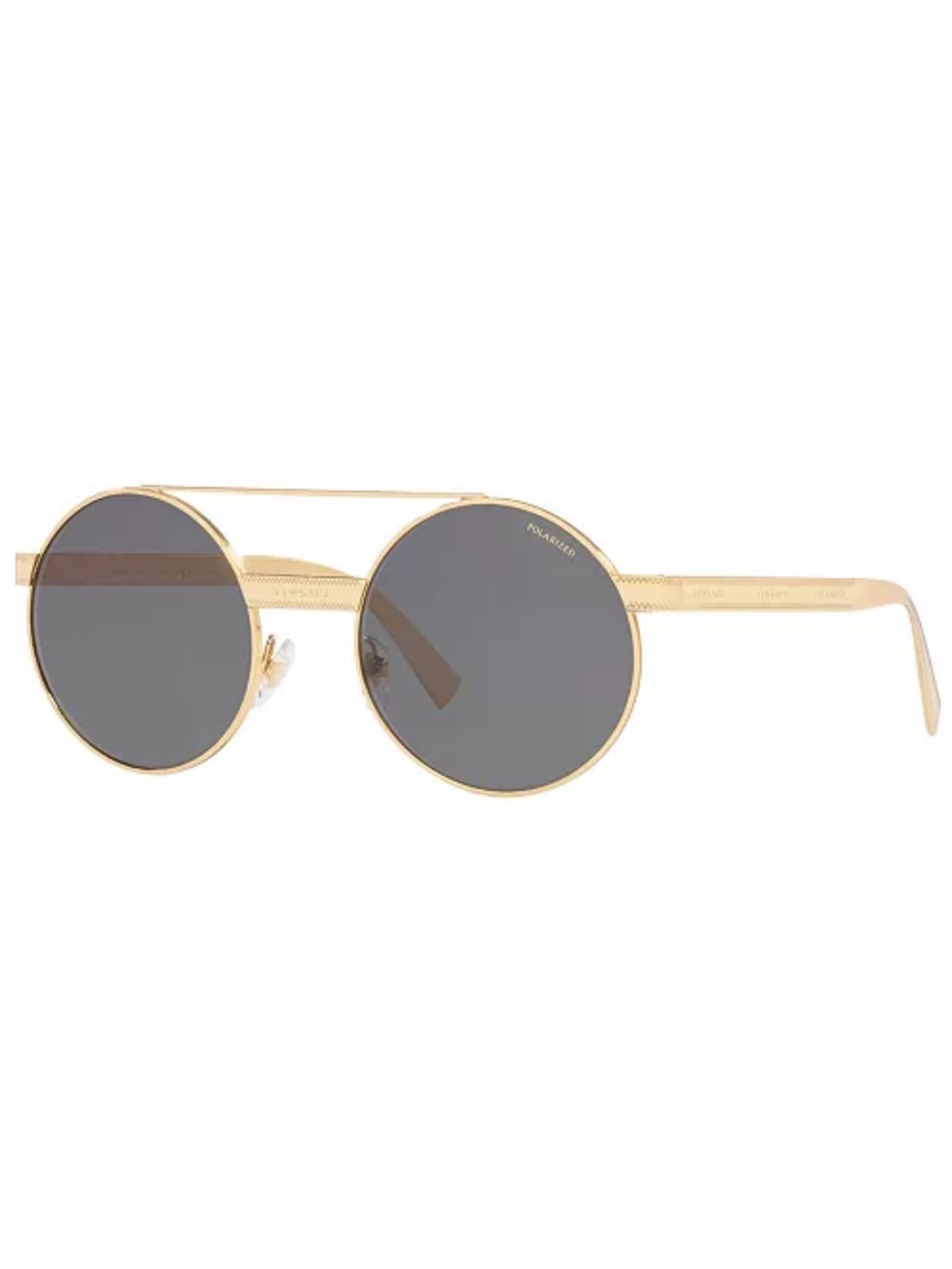 Versace VE2210 52 Gold Frame Dark Gray Lens Circle Sunglasses Unisex